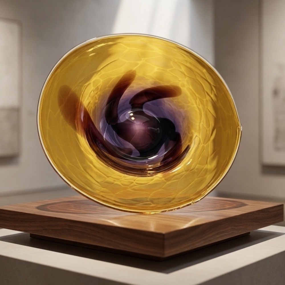 Blenko 1 of 1 Experimental Flat Rim Bowl Ruby Citrine Signed 2025 Auction Piece